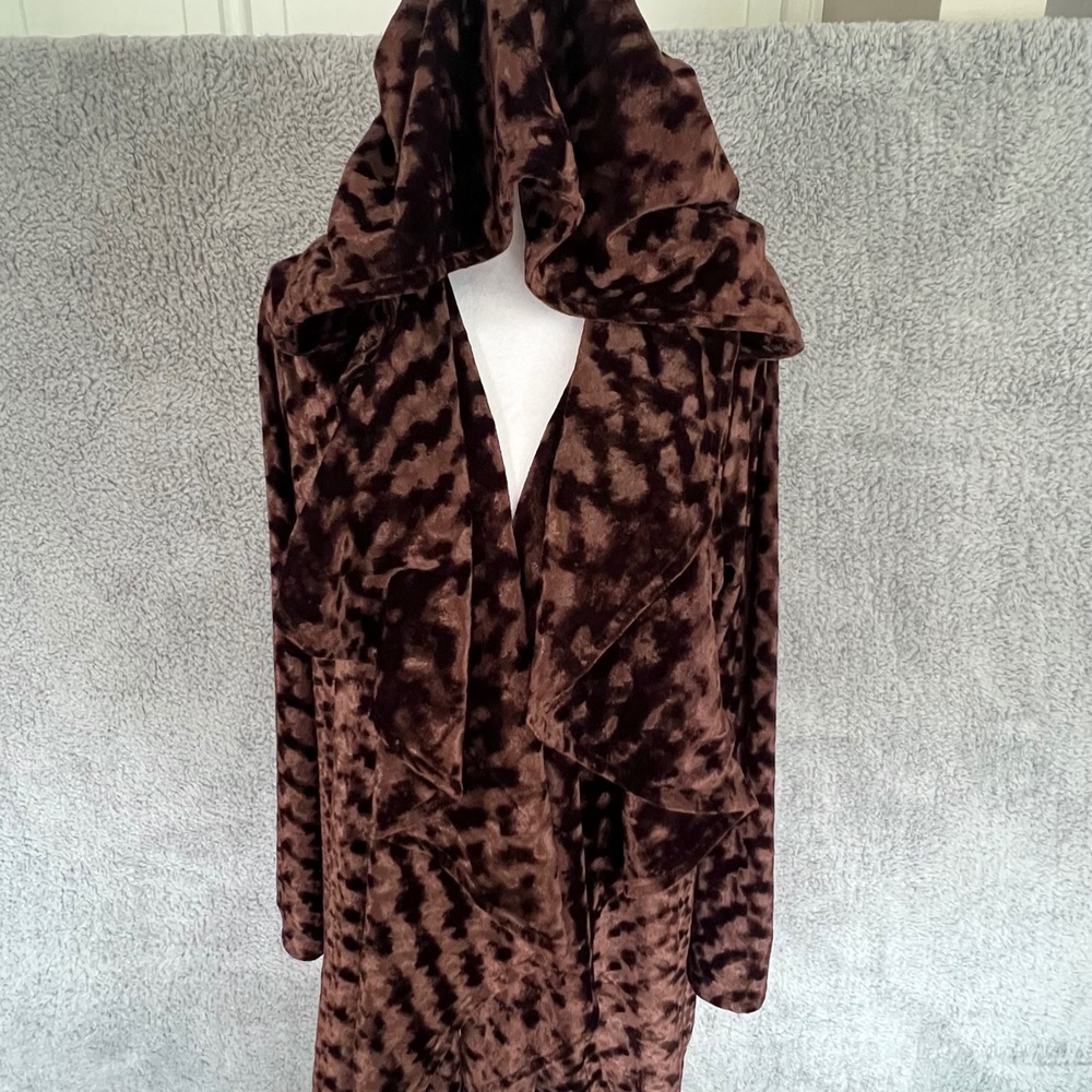 Brown Crushed Velvet Draped Hooded Cardigan Renaissance Whimsigoth M